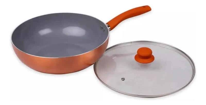WOK ANTIADHERENTE CON TAPA DE 30 CM PARA COCINA VERSATIL - 2