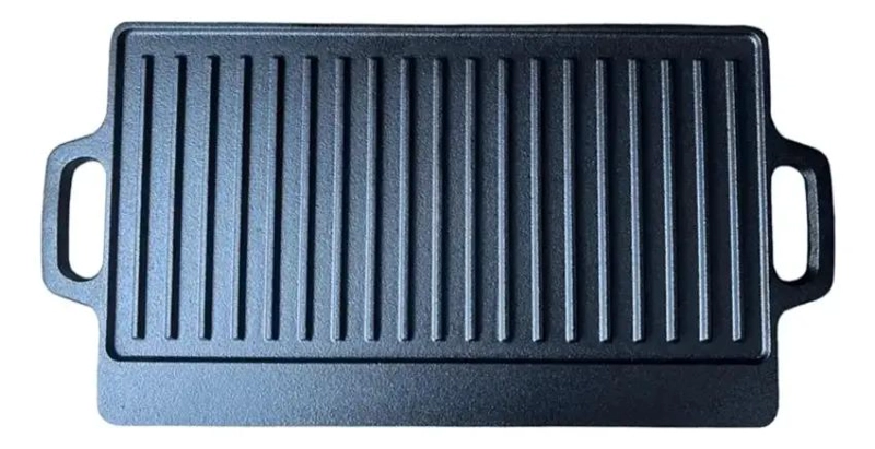 PLANCHA CHURRASQUERA DE HIERRO REVERSIBLE 45X22.5 CM PARA COCINA - 1