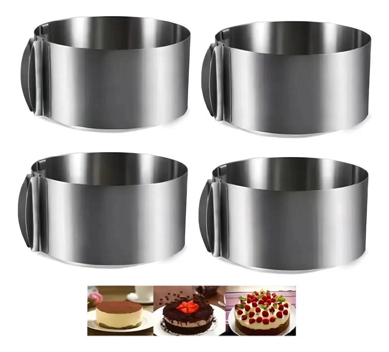 MOLDE PARA TORTA ANILLO REDONDO AJUSTABLE DE ACERO INOXIDABLE - 1
