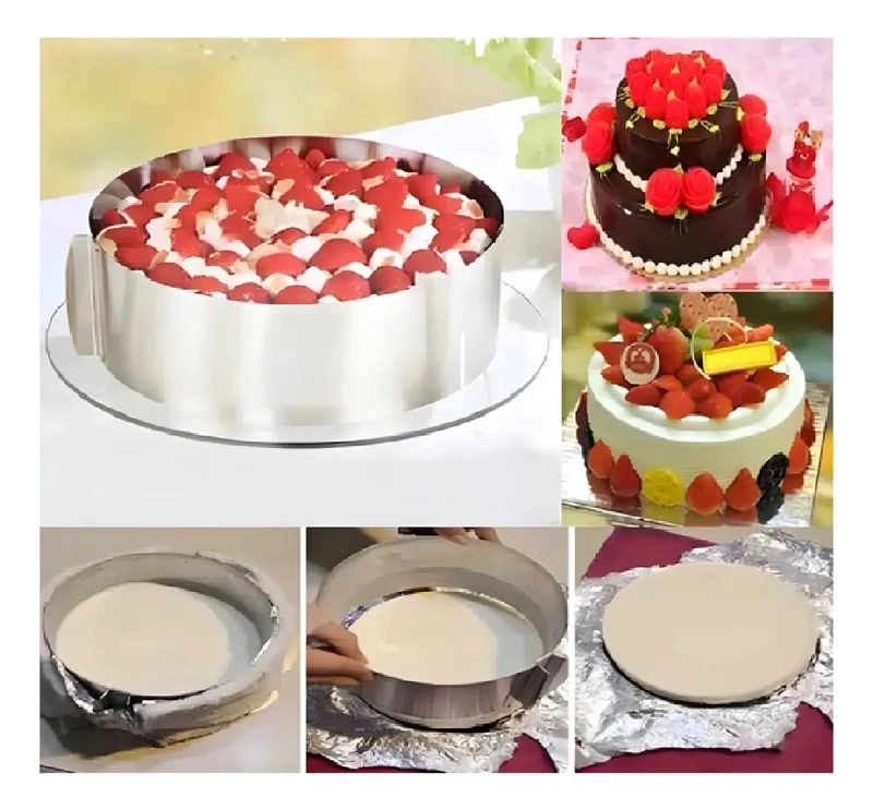 MOLDE PARA TORTA ANILLO REDONDO AJUSTABLE DE ACERO INOXIDABLE - 2