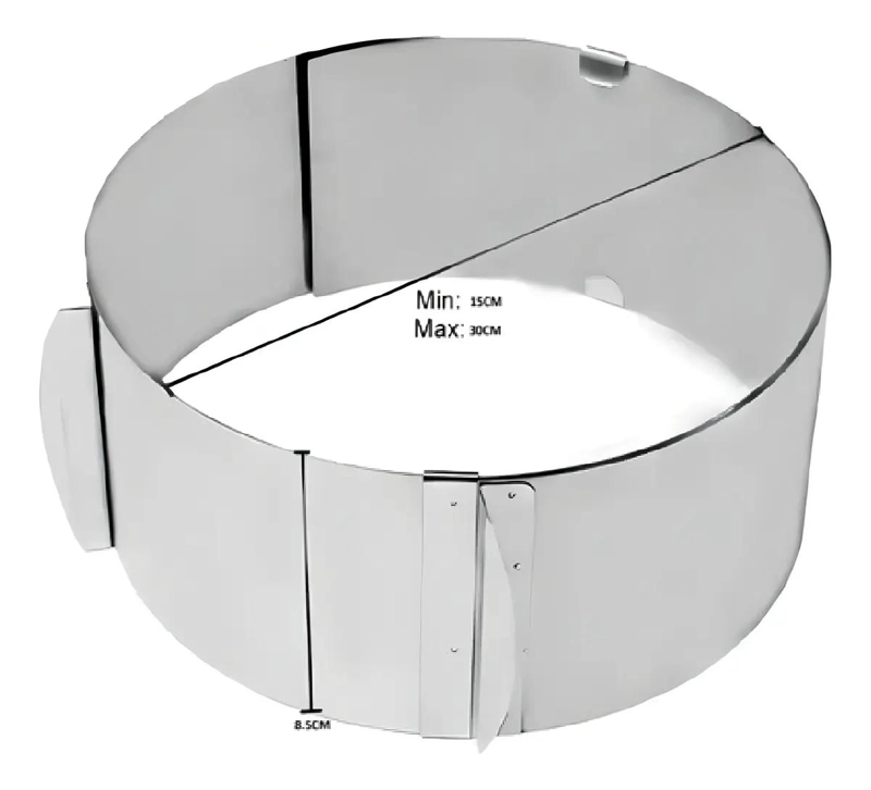 MOLDE PARA TORTA ANILLO REDONDO AJUSTABLE DE ACERO INOXIDABLE - 3