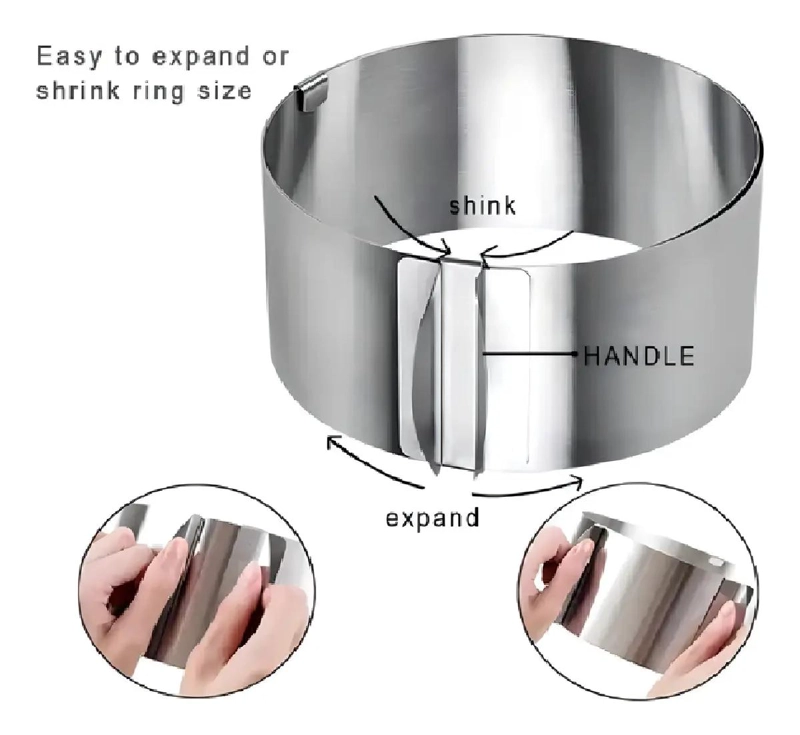 MOLDE PARA TORTA ANILLO REDONDO AJUSTABLE DE ACERO INOXIDABLE - 4