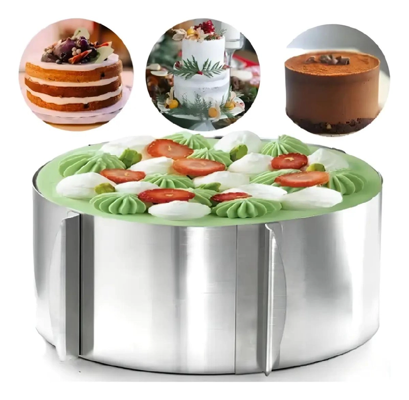 MOLDE PARA TORTA ANILLO REDONDO AJUSTABLE DE ACERO INOXIDABLE - 5