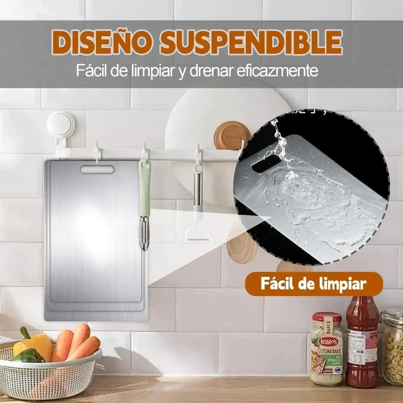 JUEGO DE 3 TABLAS DE PICAR DE ACERO INOXIDABLE PARA COCINA - 3