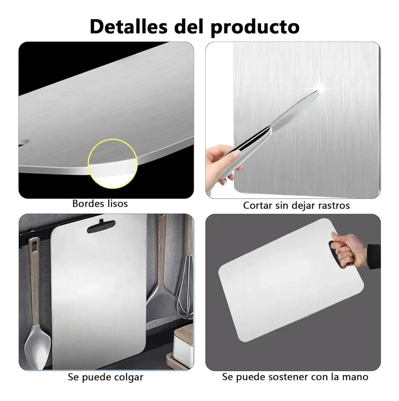 JUEGO DE 3 TABLAS DE PICAR DE ACERO INOXIDABLE PARA COCINA - 5