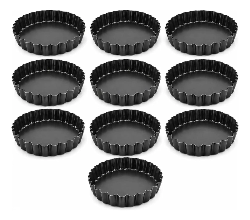 MOLDE PARA TARTALETA DESMONTABLE DE 12 CM CON BORDE RIZADO PACK 10 UNIDADES - 1