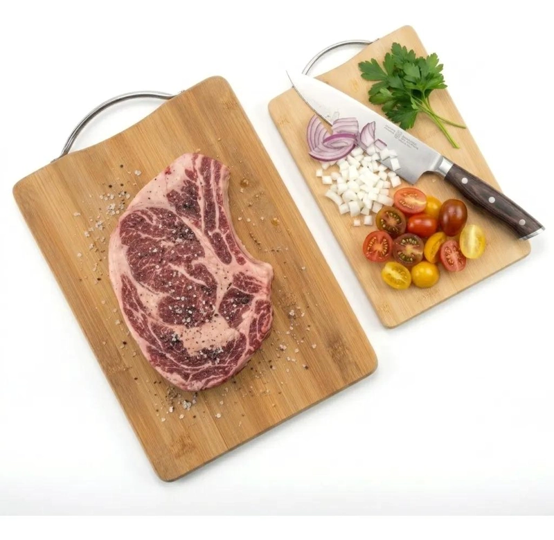 SET DE 2 TABLAS PARA PICAR DE BAMBU CON ASA DE MADERA PARA COCINA - 1
