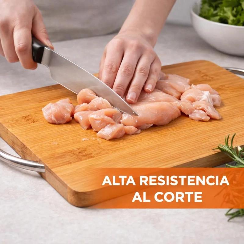 SET DE 2 TABLAS PARA PICAR DE BAMBU CON ASA DE MADERA PARA COCINA - 4