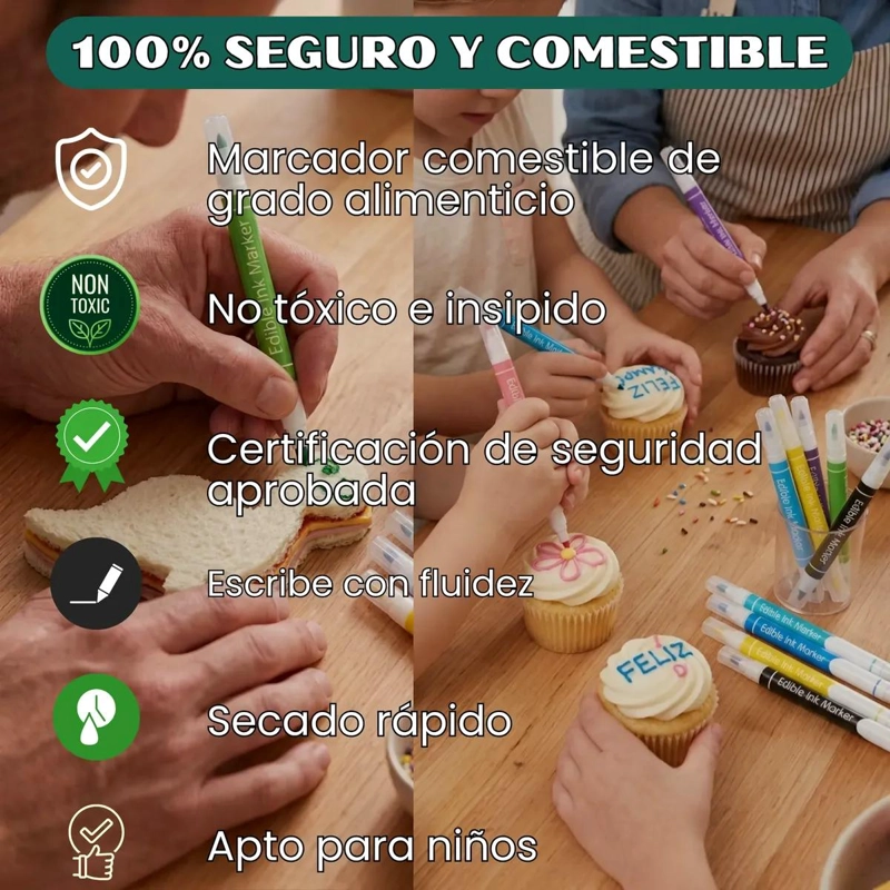 MARCADORES DE TINTA COMESTIBLE PARA DECORACION DE GALLETAS Y POSTRES - 2