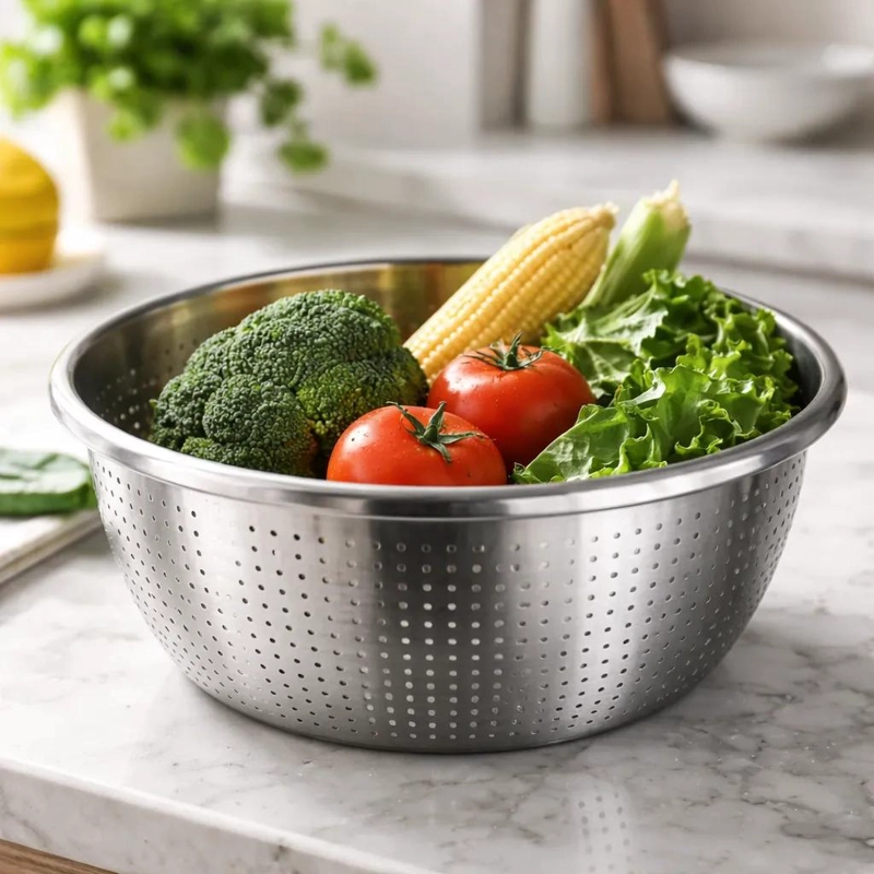 COLADOR ESCURRIDOR DE ACERO INOXIDABLE DE 32 CM PARA PASTA Y COCINA - 2