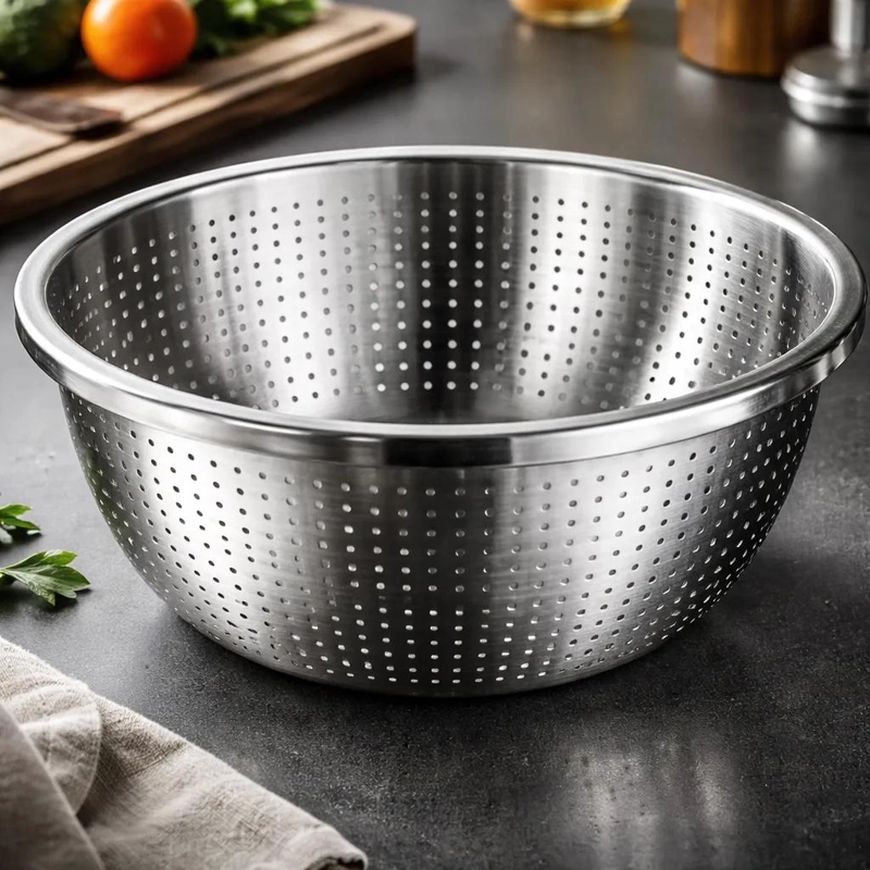 COLADOR ESCURRIDOR DE ACERO INOXIDABLE DE 32 CM PARA PASTA Y COCINA - 4