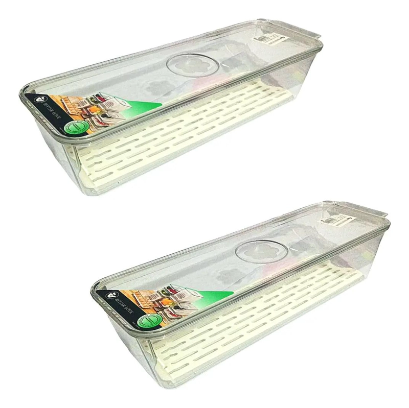CAJA ORGANIZADORA PARA REFRIGERADOR CON TAPA Y MANGO 34X11X9 CM - 1