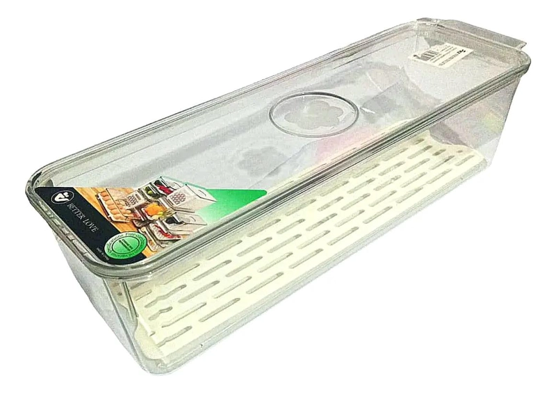 CAJA ORGANIZADORA PARA REFRIGERADOR CON TAPA Y MANGO 34X11X9 CM - 3