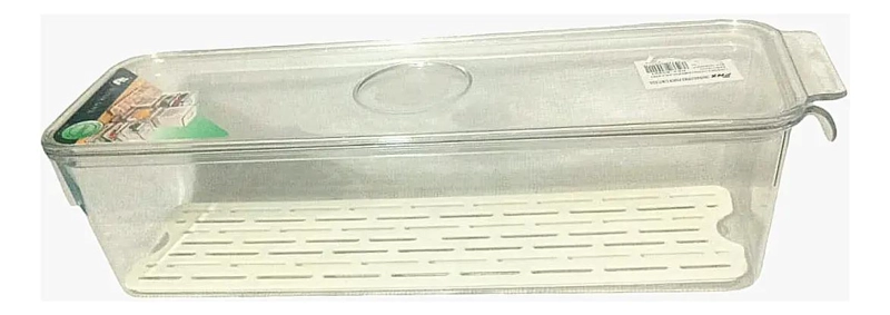 CAJA ORGANIZADORA PARA REFRIGERADOR CON TAPA Y MANGO 34X11X9 CM - 5