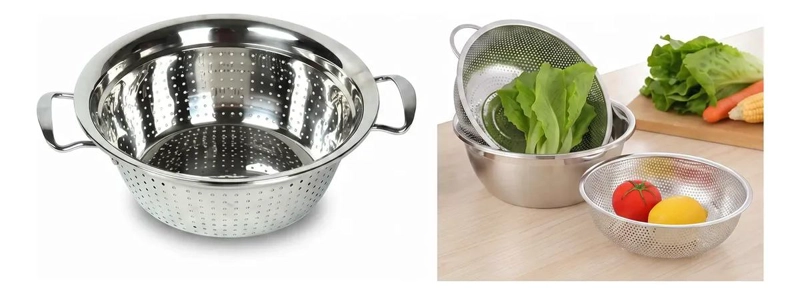 COLADOR DE ACERO INOXIDABLE DE 30 CM PARA VERDURAS Y FIDEOS - 1