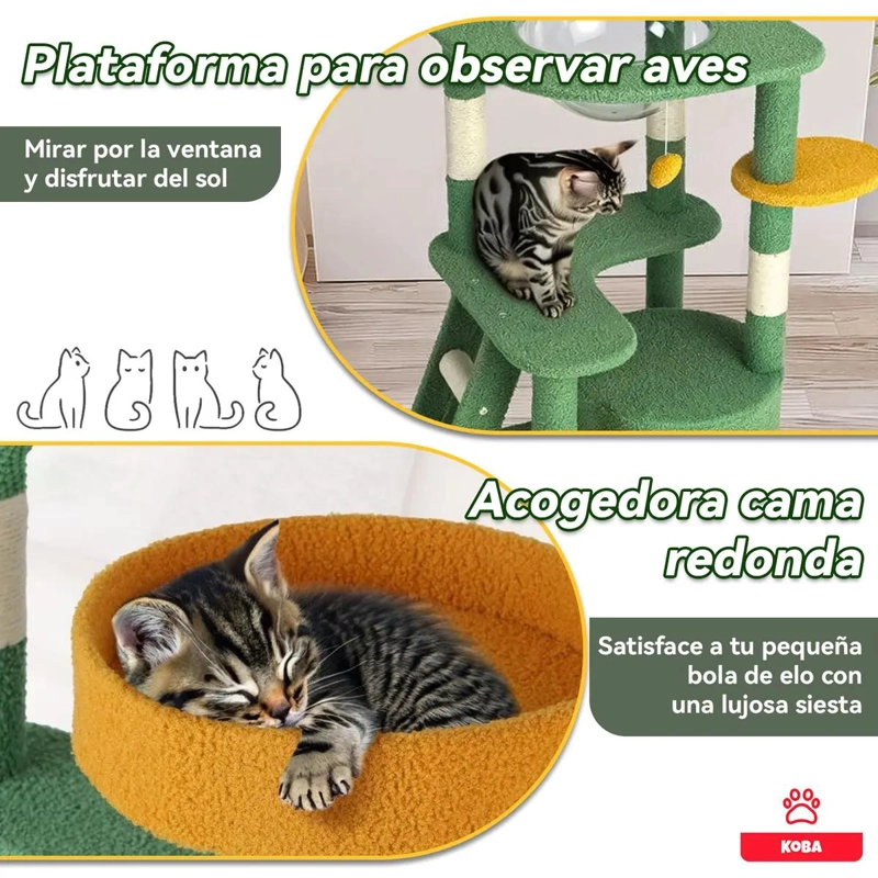 TORRE RASCADORA MULTIFUNCIONAL PARA GATOS CON DISEÑO CACTUS Y YUTE - 2