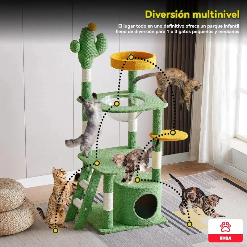 TORRE RASCADORA MULTIFUNCIONAL PARA GATOS CON DISEÑO CACTUS Y YUTE - 5
