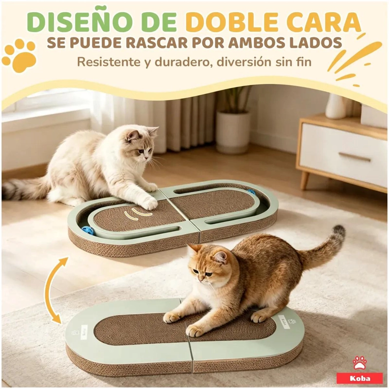RASCADOR DE CARTON PLEGABLE REVERSIBLE PARA GATOS CON DISEÑO PRACTICO - 3