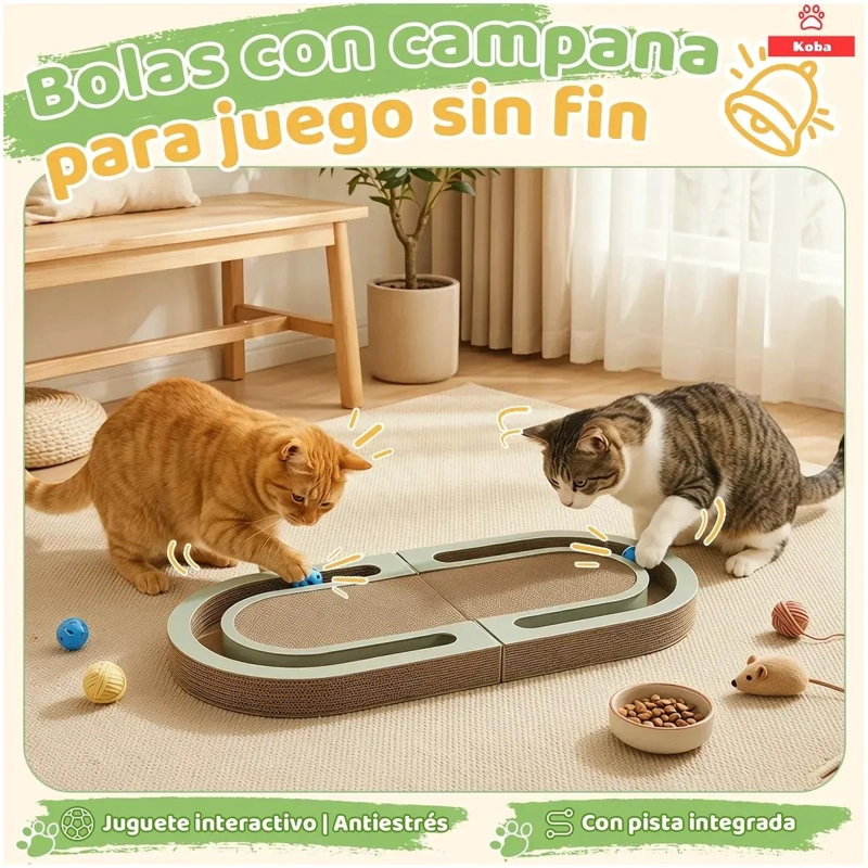 RASCADOR DE CARTON PLEGABLE REVERSIBLE PARA GATOS CON DISEÑO PRACTICO - 4