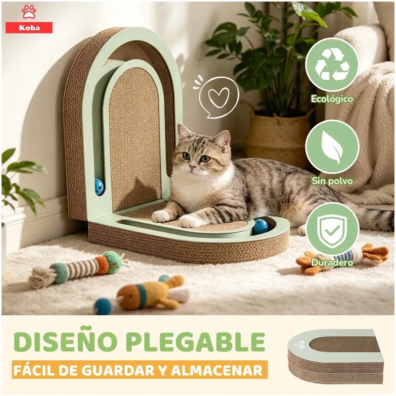 RASCADOR DE CARTON PLEGABLE REVERSIBLE PARA GATOS CON DISEÑO PRACTICO - 5