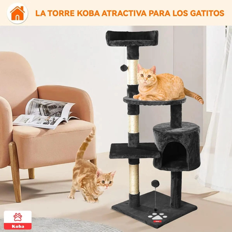 RASCADOR PARA GATOS TORRE DE YUTE DE 116 CM COLOR MARENGO - 4