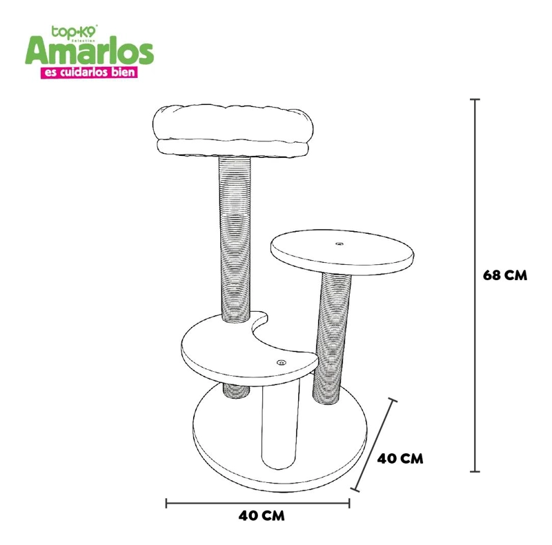 RASCADOR PARA GATOS TIPO ARBOL CON 3 NIVELES Y 68 CM DE ALTURA - 3
