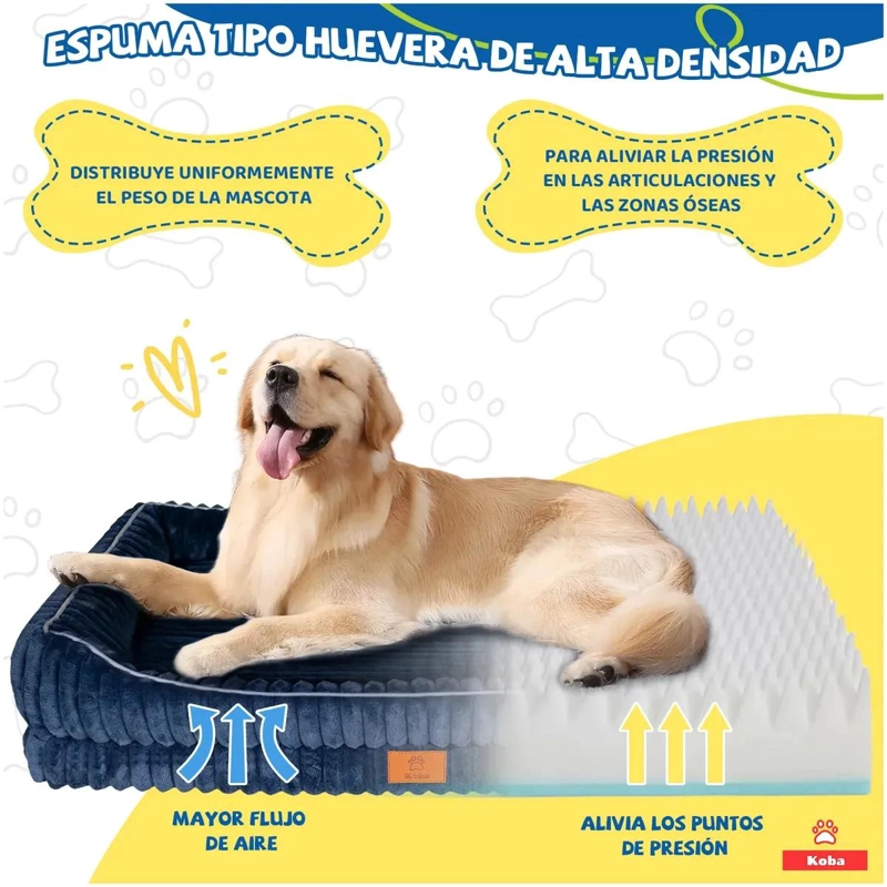 COLCHON ORTOPE DICO PARA PERRO GRANDE 90X63 CM CON TELA RESISTENTE - 4