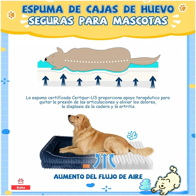 COLCHON ORTOPE DICO PARA PERRO GRANDE 90X63 CM CON TELA RESISTENTE - 5