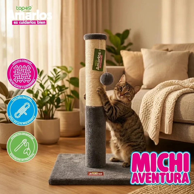 POSTE PARA GATOS DE 50 CM RECUBIERTO DE SISAL GRIS OSCURO - 2