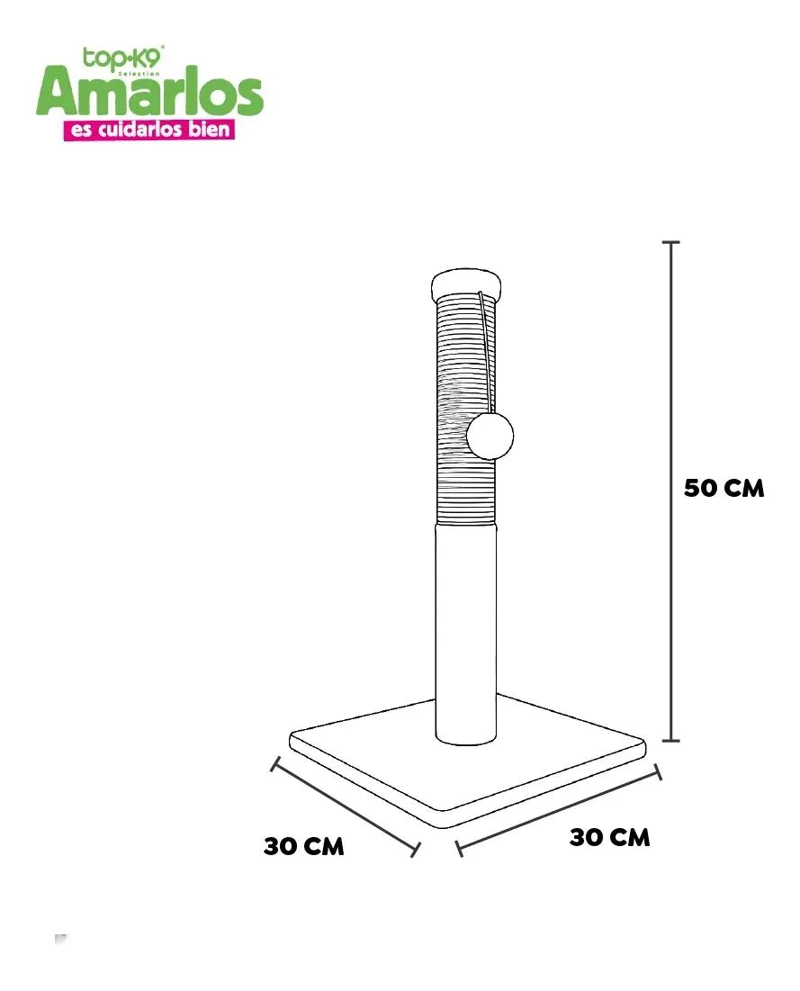 POSTE PARA GATOS DE 50 CM RECUBIERTO DE SISAL GRIS OSCURO - 3