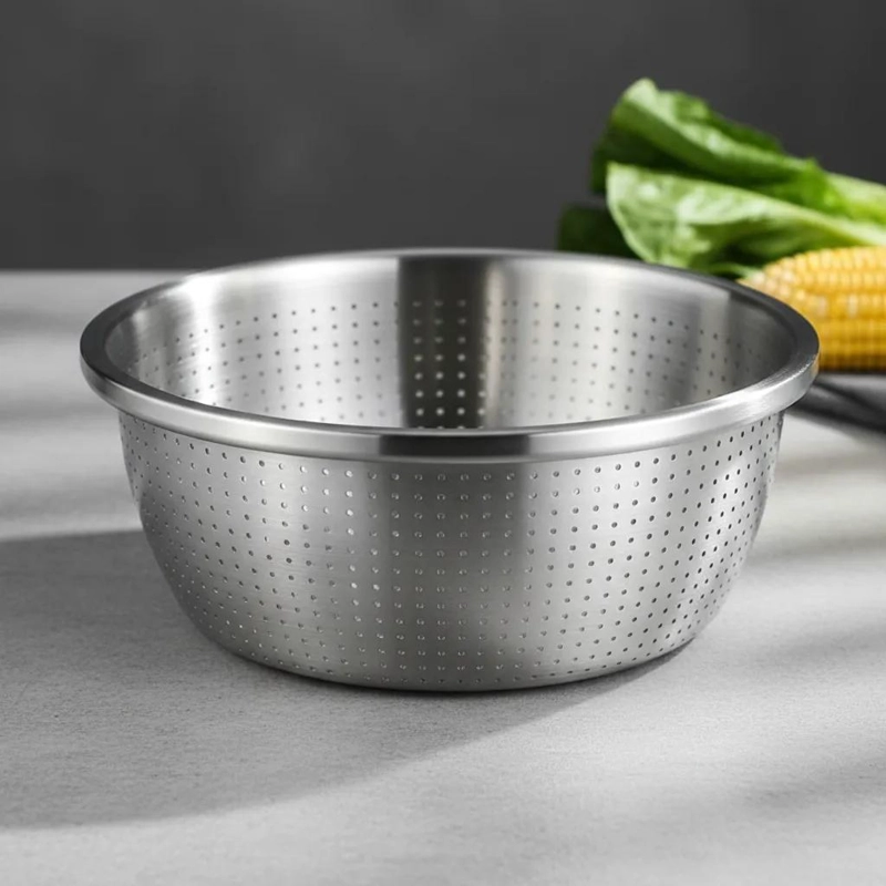 COLADOR ESCURRIDOR DE ACERO INOXIDABLE DE 30 CM PARA PASTA Y COCINA - 3