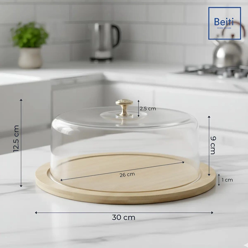 BANDEJA TORTERA ORGANIZADORA DE PLASTICO CON BASE DE BAMBU DE 30 CM - 2