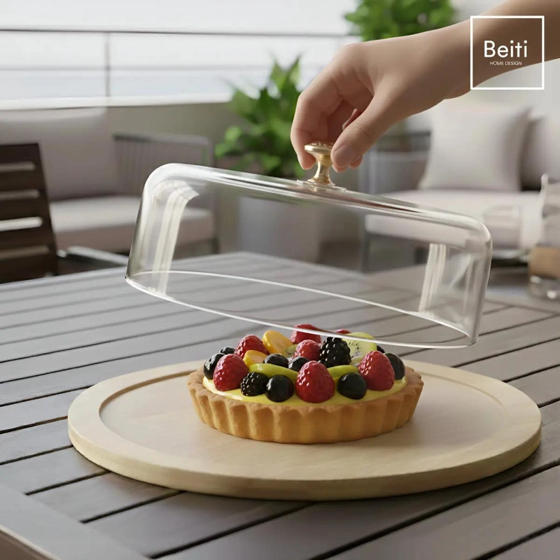 BANDEJA TORTERA ORGANIZADORA DE PLASTICO CON BASE DE BAMBU DE 30 CM - 5