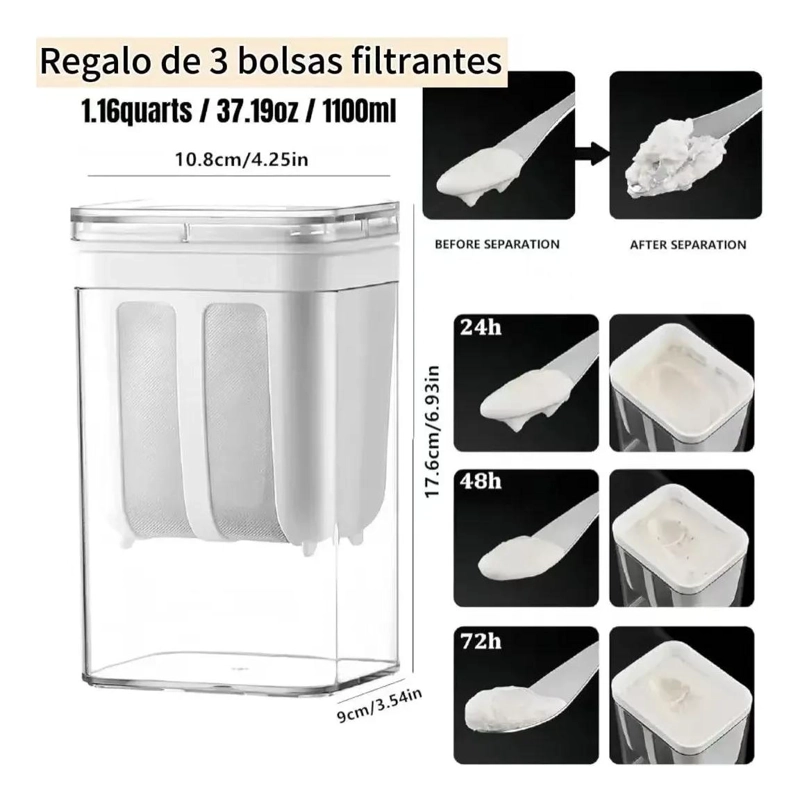 COLADOR PARA YOGUR GRIEGO CASERO CON SEPARADOR DE SUERO EFICIENTE - 2