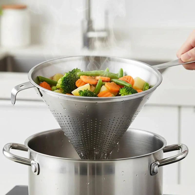 COLADOR DE MALLA FINA TIPO CHINO DE 20 CM PARA COCINA - 3