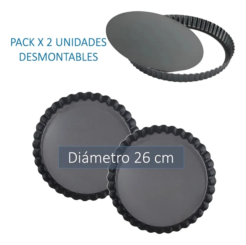 SET DE 2 MOLDES DESMONTABLES PARA TARTALETAS ANTIADHERENTES DE 26 CM - 2
