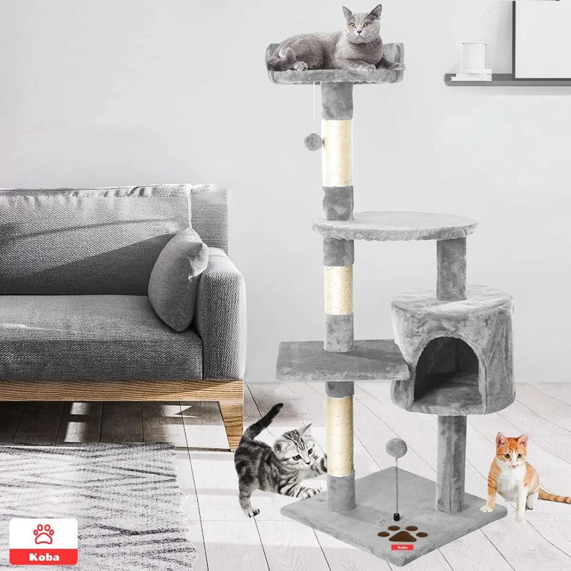 RASCADOR PARA GATOS CON TORRE DE YUTE DE 116 CM COLOR GRIS - 2