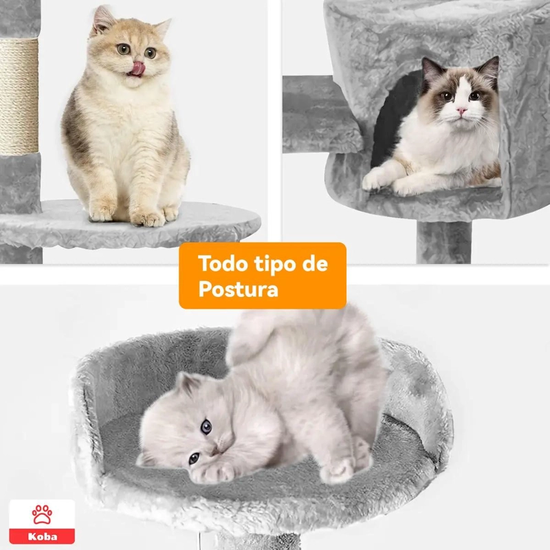 RASCADOR PARA GATOS CON TORRE DE YUTE DE 116 CM COLOR GRIS - 3