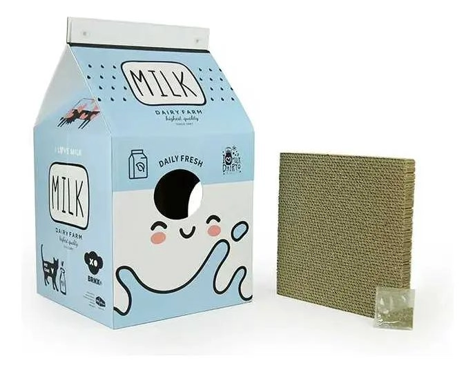 RASCADOR DE CARTON PARA GATOS CON CATNIP Y DISEÑO AZUL - 1