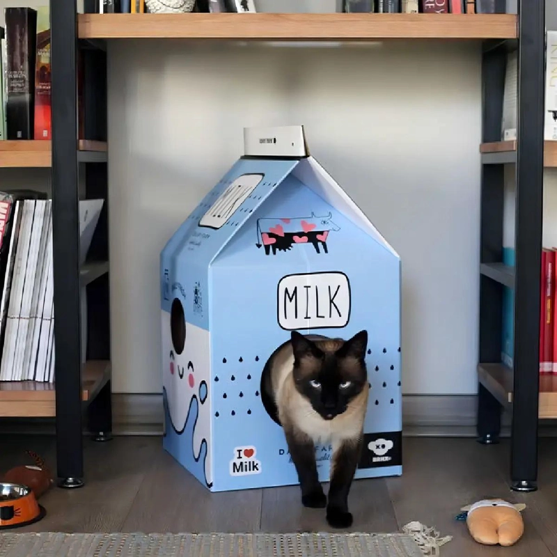 RASCADOR DE CARTON PARA GATOS CON CATNIP Y DISEÑO AZUL - 2