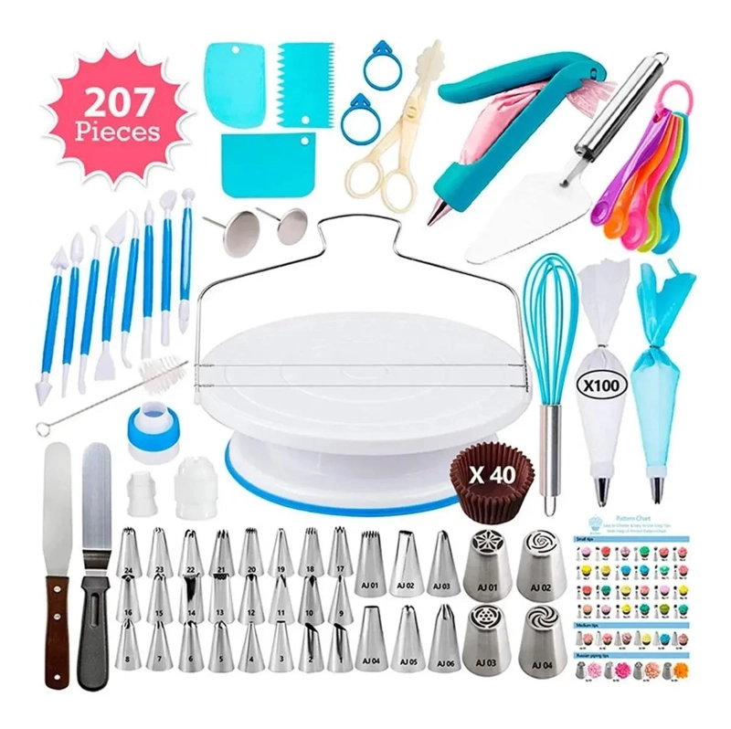 KIT COMPLETO DE REPOSTERIA CON 207 PIEZAS INCLUYENDO MANGA PASTELERA Y BOQUILLAS - 2