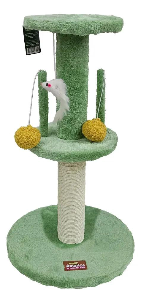 RASCADOR PARA GATO TIPO ARBOL DE 54 CM CON JUGUETES COLOR VERDE - 1