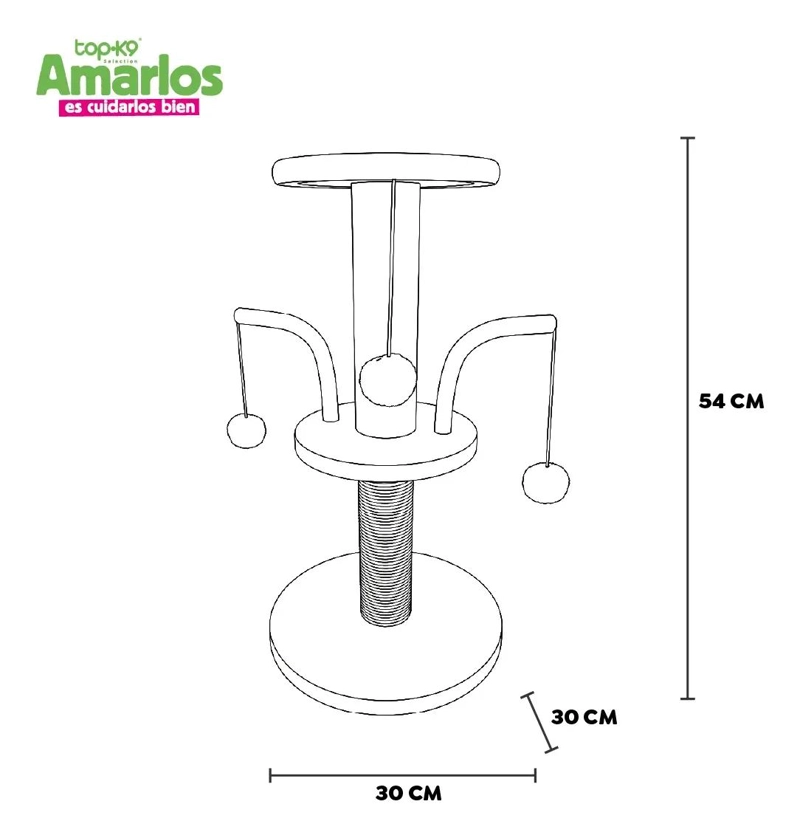 RASCADOR PARA GATO TIPO ARBOL DE 54 CM CON JUGUETES COLOR VERDE - 3