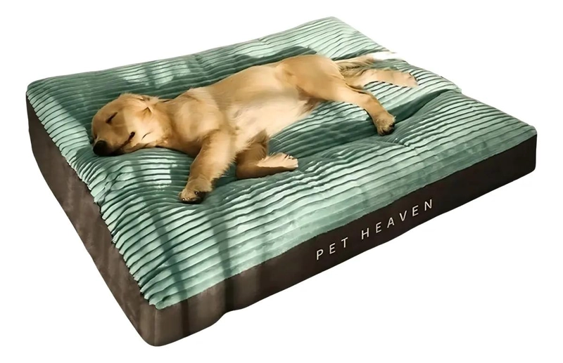 CAMA PARA PERROS GRANDES CON ALMOHADON VERDE LIMA 120X90 CM - 3