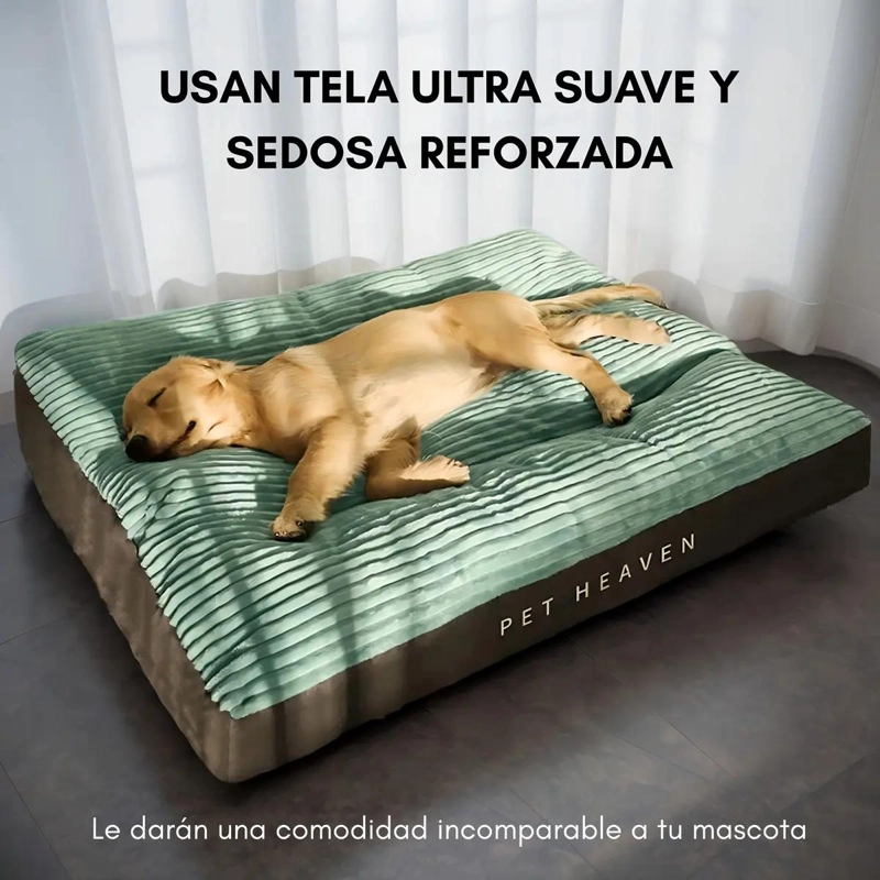 CAMA PARA PERROS GRANDES CON ALMOHADON VERDE LIMA 120X90 CM - 5