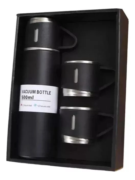 SET DE TERMO Y VASO TE RMICO PORTATIL CON 3 TAZAS PARA CAFE - 1