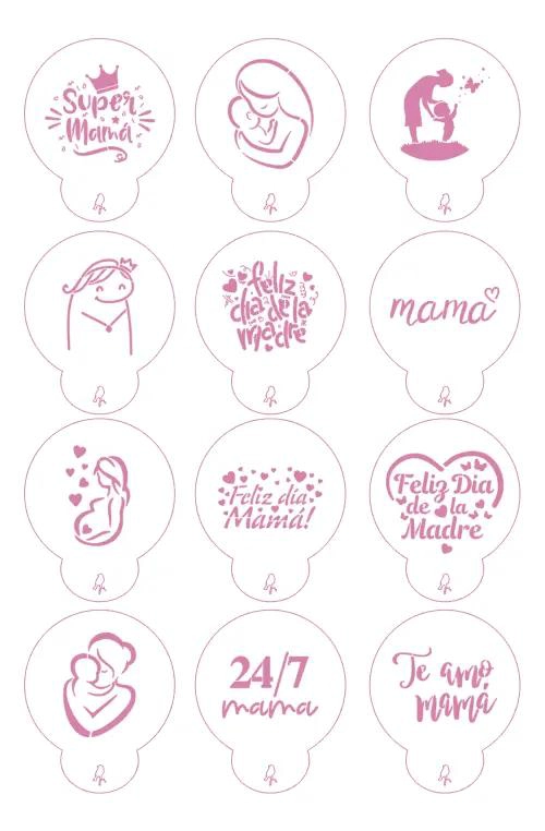 STENCIL PLANTILLA PARA REPOSTERIA CON DISEÑO DE MADRE PARA GALLETAS DE 5 CM - 1