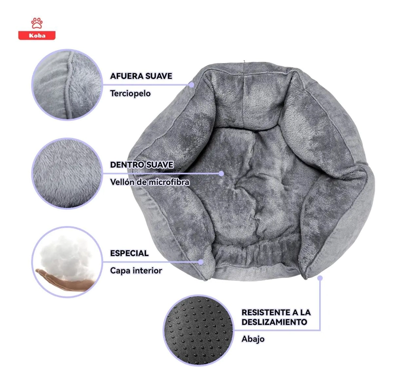 CAMA ANTIESTRE S PARA MASCOTAS CON COJIN REVERSIBLE PARA PERROS Y GATOS - 4