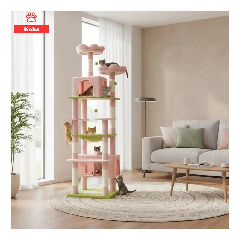 TORRE RASCADOR PARA GATOS CON DISEÑO FLORAL Y ALTURA DE 183 CM - 2