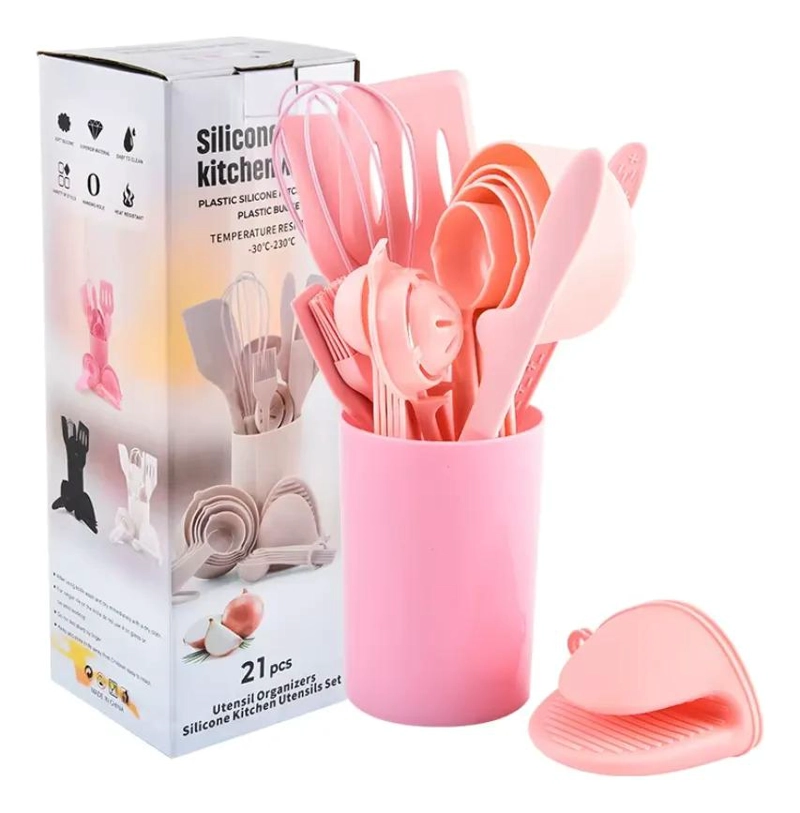 SET DE 21 UTENSILIOS DE COCINA EN SILICONA CON CUCHARONES VARIADOS - 1